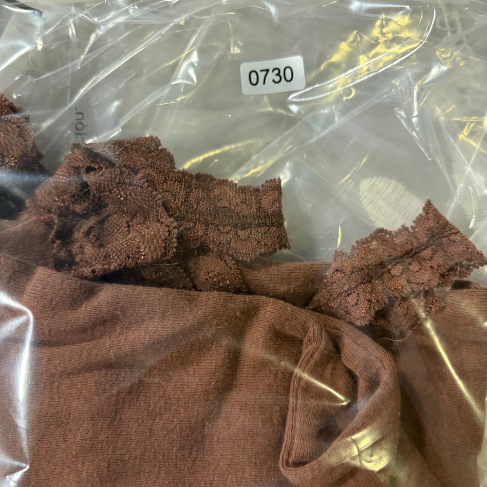 Y2K Bella Swan Chocolate Brown Lace Trim Cotton Camisole Cinched Bust Tank Top M - Picture 5 of 5